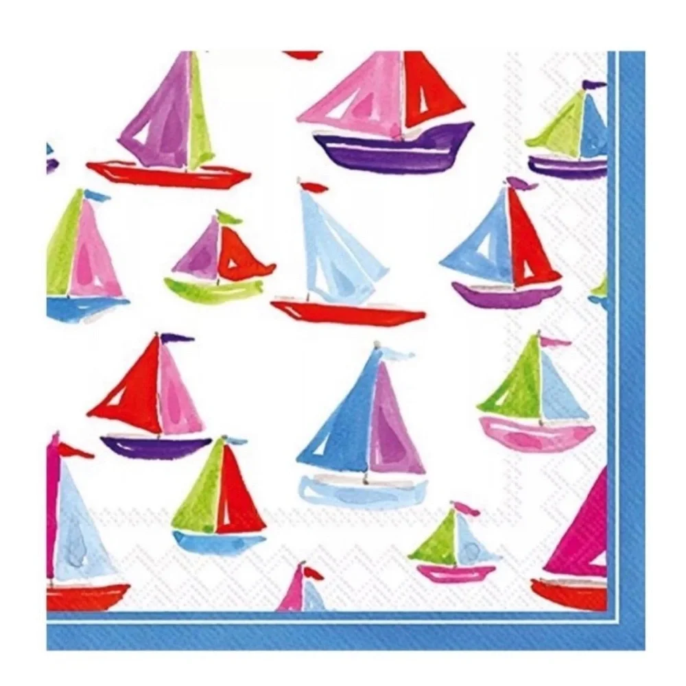 Boston International Cocktail Beverage Napkins - Sailboat Tropical Garden, 40 ct